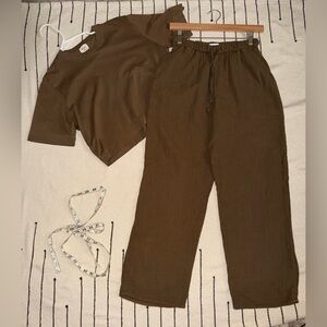 Aritzia Little Moon Sail Pants (includes Matching Top color: Rustic Brown)